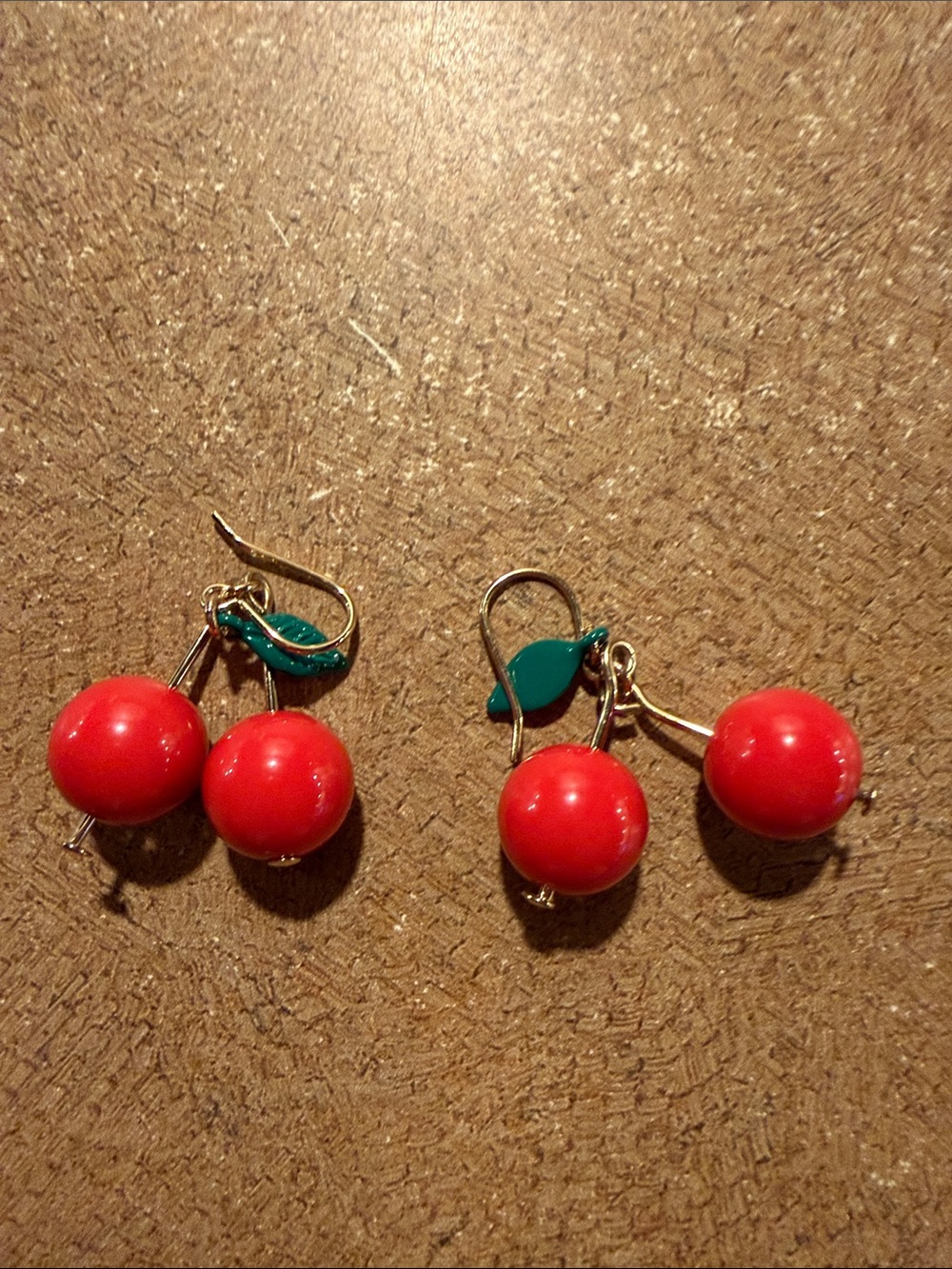 Kate Spade Red Cherry Drop Earrings with Green Leaf Accent - Women Jewelry
